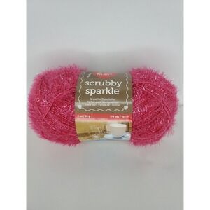 New‎ Vintage Red Heart Scrubby Sparkle Watermelon Pink 3 oz. ~ 174 Yards Yarn